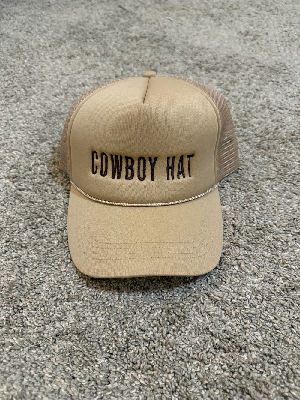 Beige 'COWBOY HAT' Trucker Cap